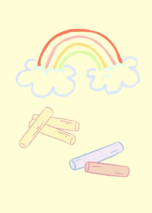 Easy rainbow chalk drawing step by step for kids on sidewalk