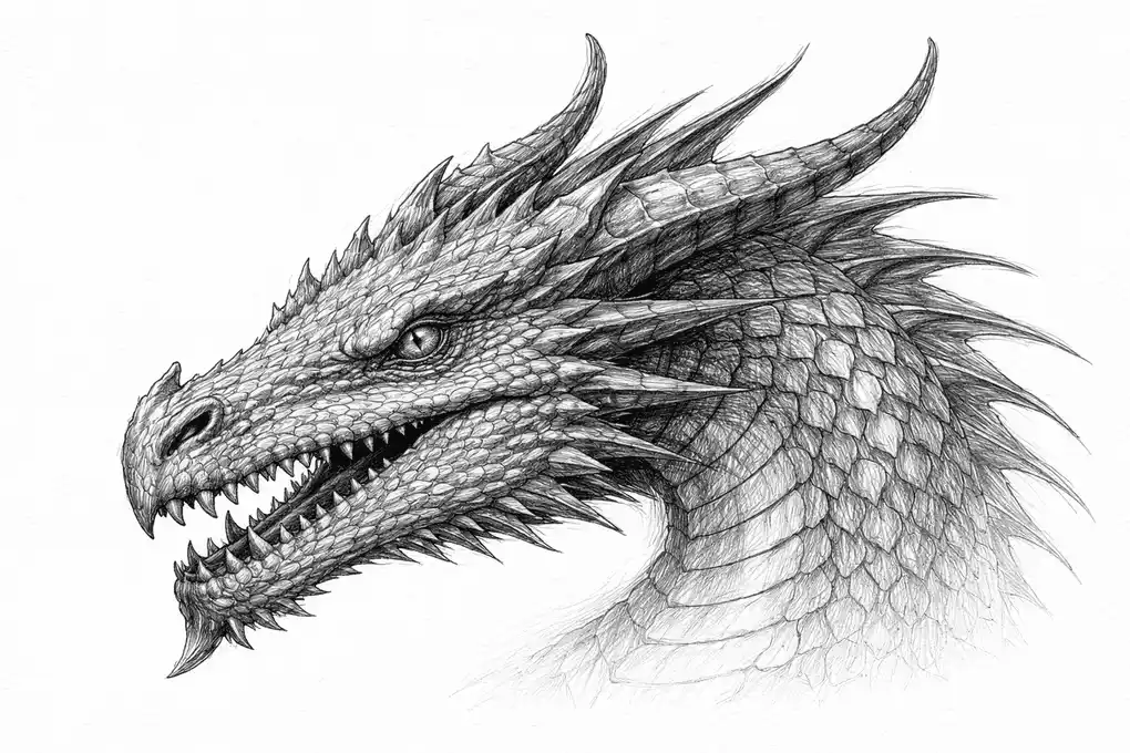 Creative realistic dragon pencil drawing step by step with scale texture and shading for advanced beginners