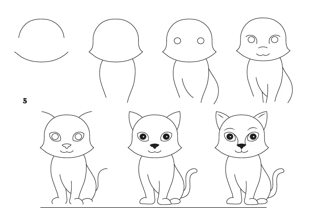 Cute cat face pencil drawing step by step for beginners &mdash; simple pencil drawing with shading