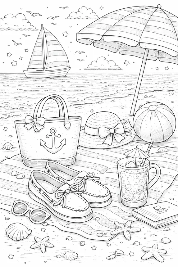 Preppy Christmas coloring page &mdash; holiday sweater with reindeer snowflakes bows wreath and gifts free printable